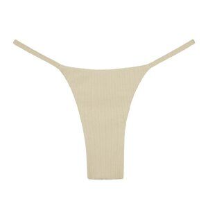 Monday Swimwear Barbados Ribbed Bikini Bottom in Vanilla Matte